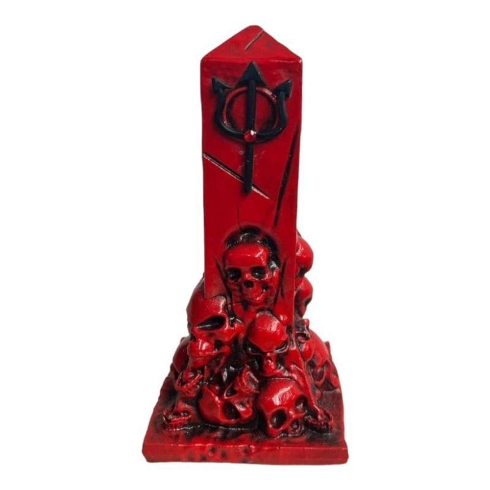 Escultura Túmulo Crânios Pomba Gira Vermelho 13 Cm Resina