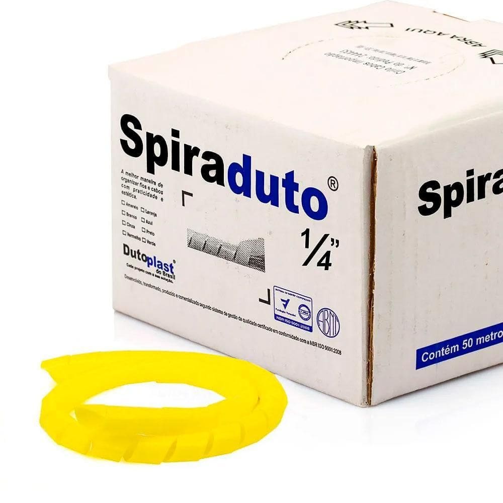 Organizador Fios E Cabos Spiraduto 1/4 Amarelo - 15 Metros