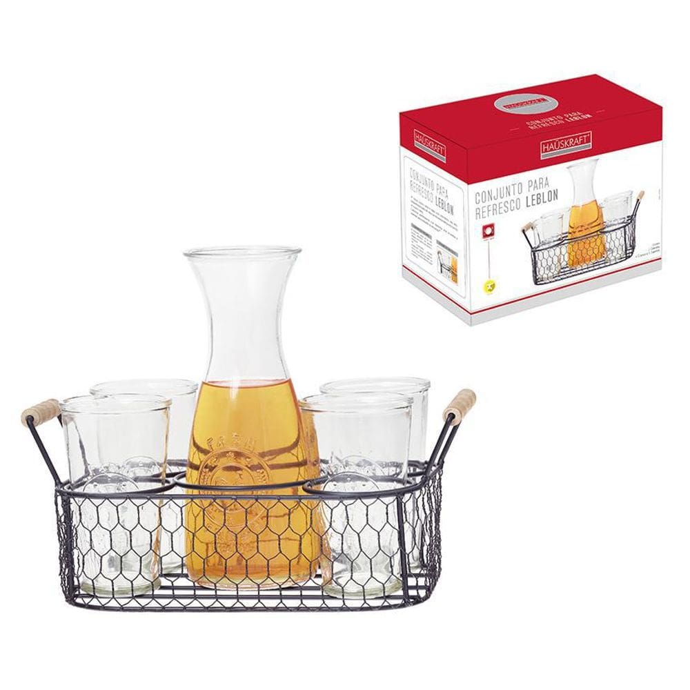 Conjunto Para Refresco Leblon Preto 6 Peças 1 Jarra 4 Copos