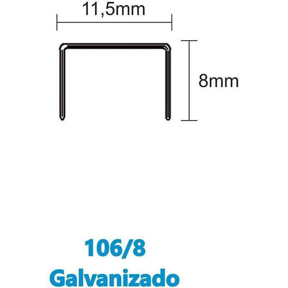 Grampo Para Grampeador 106/8 Galvanizado 2500 Grampos