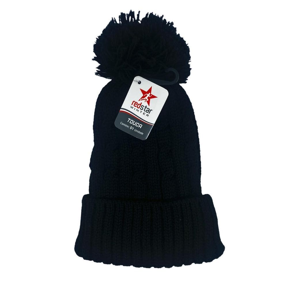Kit 4 Toucas De Inverno Pompom Preta Gorro De Lã Tricot Frio