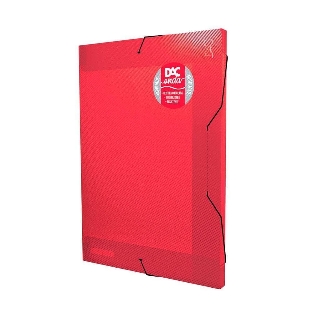 Pasta Aba Elástica Ofício Com Lombo 2Cm Onda Vermelho Dac