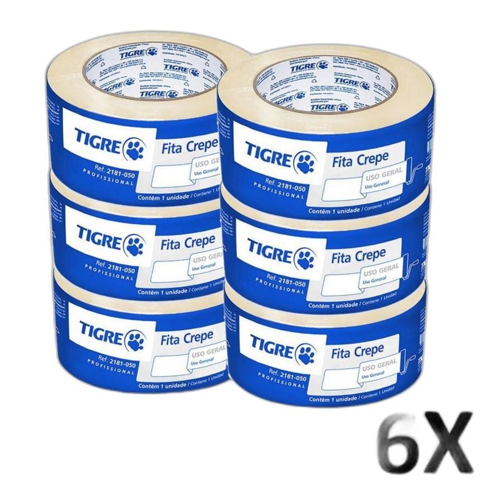 Kit 6 Fita Crepe Uso Geral Pintura 48Mmx50M Tigre