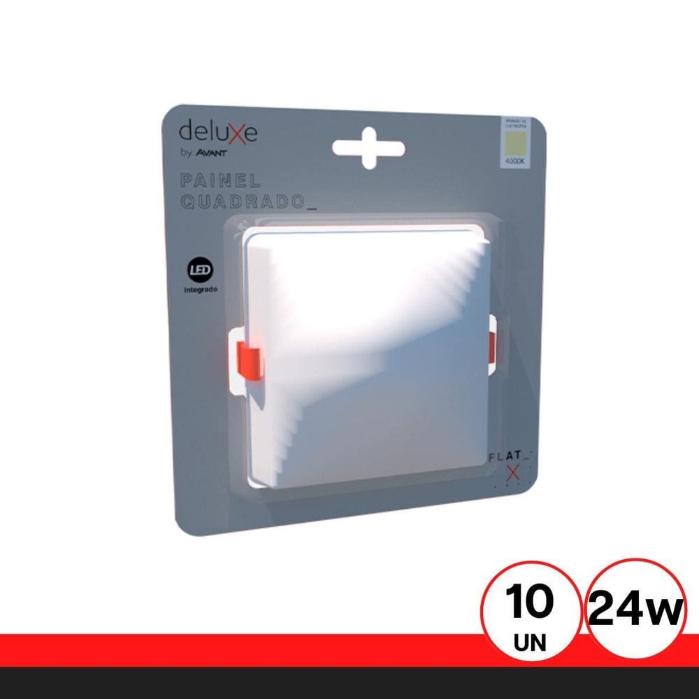 Kit 10 Painel Quadrado 24W 4000K Bivolt Branco Neutro Avant