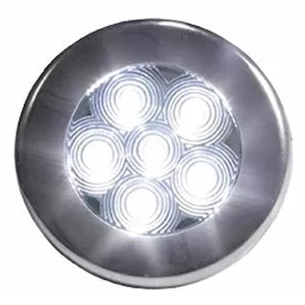 Luminária Cromada Redonda 3 6 Leds Branco 12V