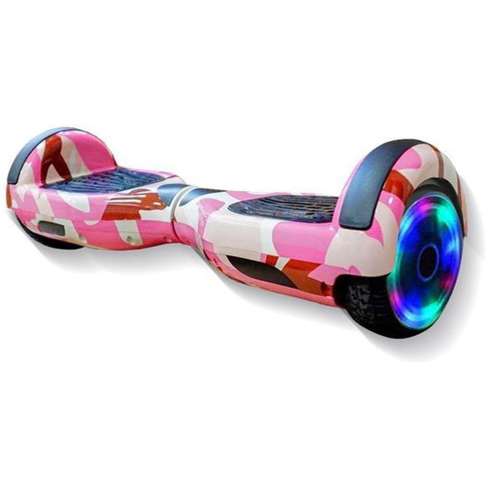 Hoverboard Overboard Skate Elétrico Led Rosa Camuflado Nº36
