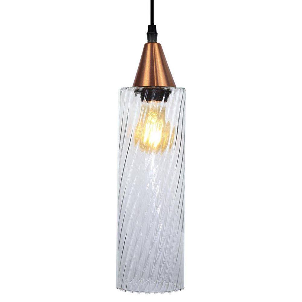 Lustre Pendente Taschibra Anne Transparente Bivolt Cobre