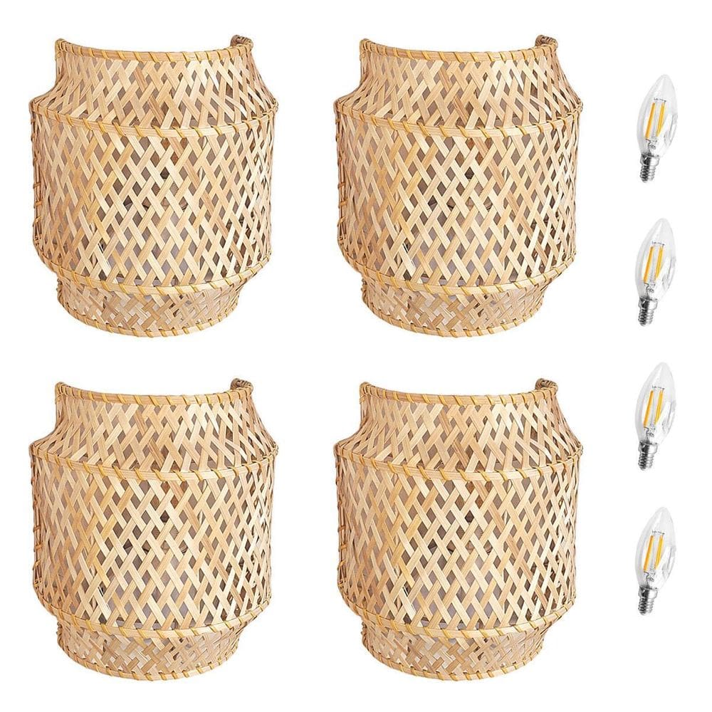 Kit 4 Arandela Fibra Natural Bambu Artesanal Quarto Nat90 +