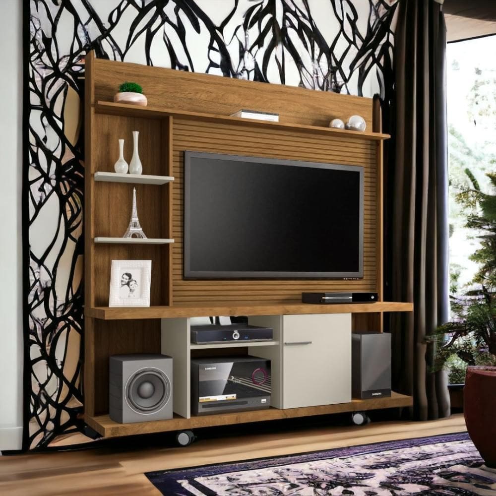 Home para TVs 47” Taurus Cinamomo e Off White Ripado Bechara
