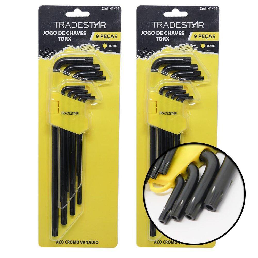 Kit Com 2 Jogos De Chaves Torx Hexalobular T10 A T50 18 Pç