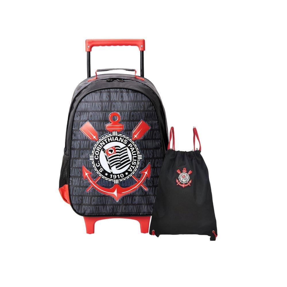 Ki Mochila Escolar De Rodas+Bolsa Saco Corinthians Oficial