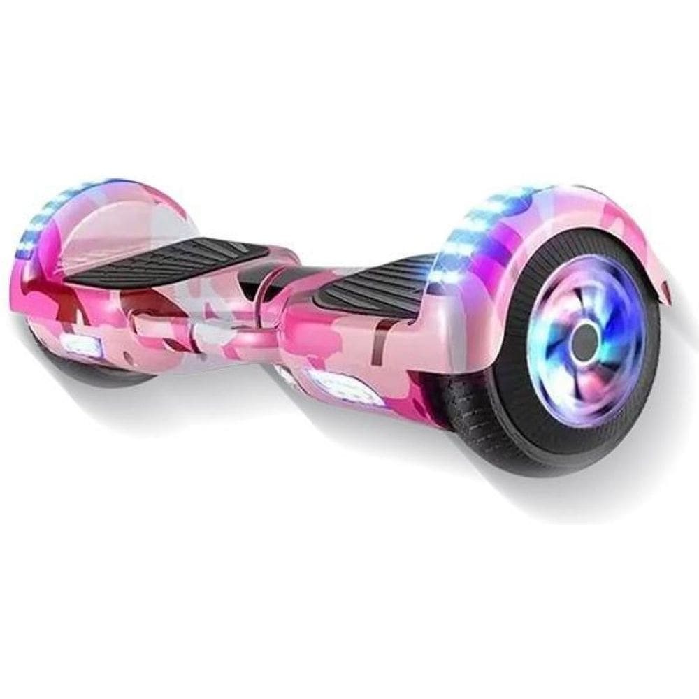 Hoverboard Overboard Skate Elétrico Led Rosa Camuflado Nº37