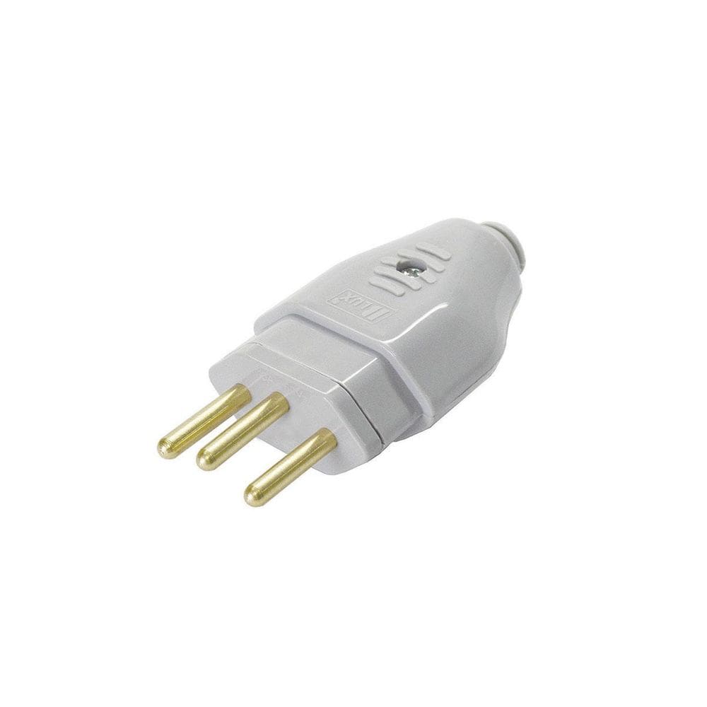 Plugue 180º 2P+T 10A - Blux Cinza