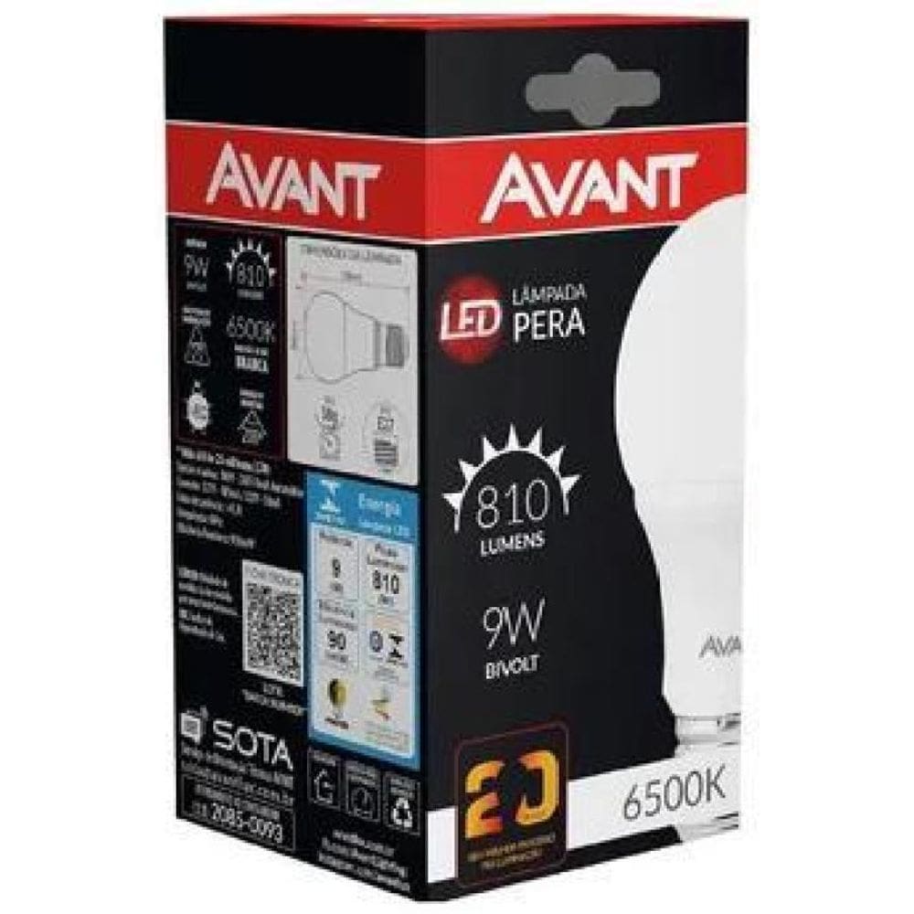 Caixa com 60 lâmpadas LED 9W Avant 6500K