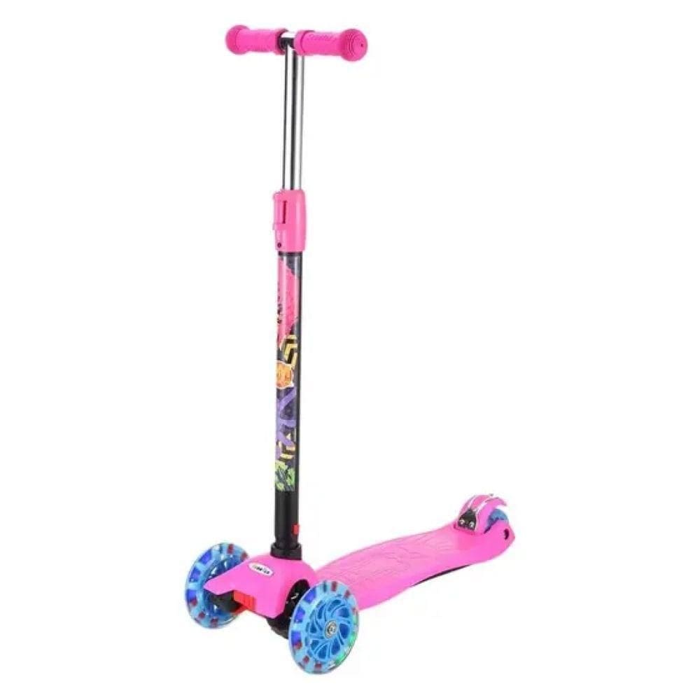 Patinete Radical Infantil New Plus Rosa com Luzes - DM Toys