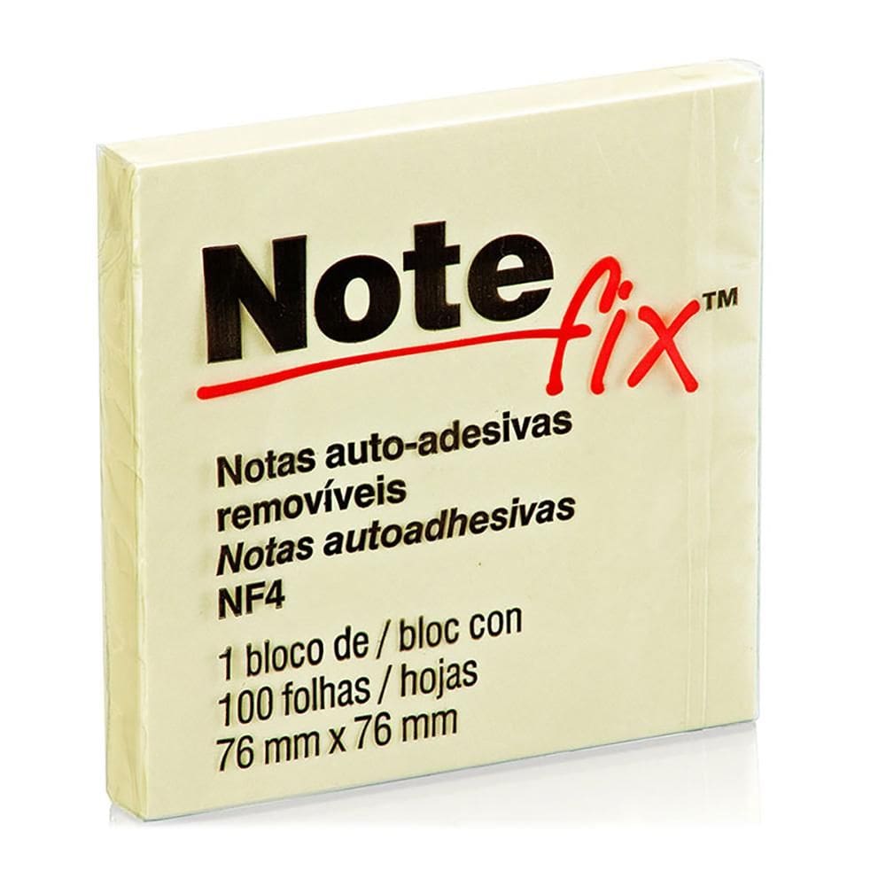 Bloco de notas adesivas Notefix amarelo 76x76mm 100 fls 3M