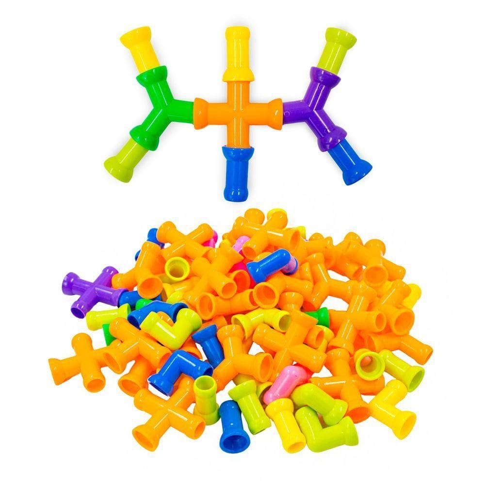 Brinquedo De Montar Interativo Plástico Blocos Infantil Coloridos Tubos Pequenos Canos Encaixar