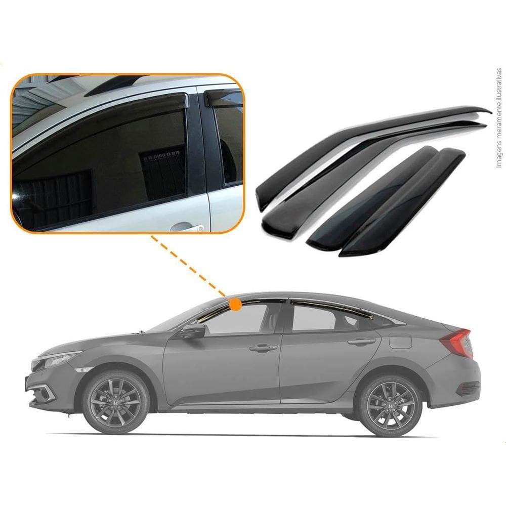 Calha De Chuva Civic 4 Portas Acrilico