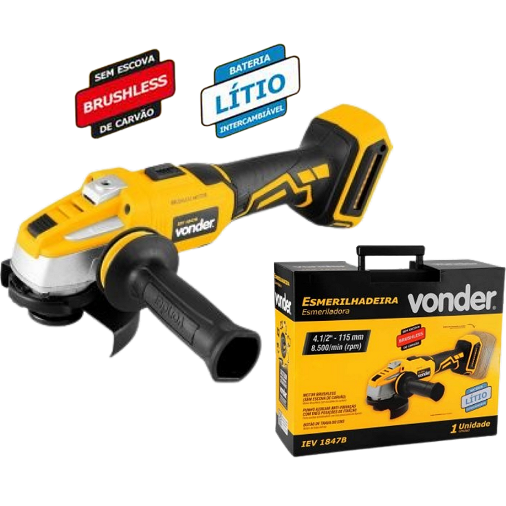 Esmerilhadeira 4.1/2” sem bateria Brushless IEV 1847B VONDER