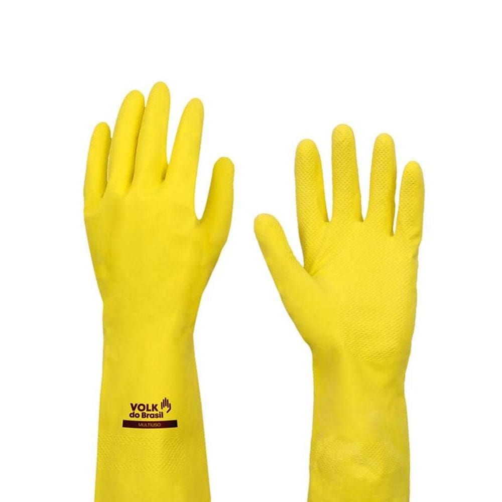 Luva de Latex Multiuso M Amarelo Volk