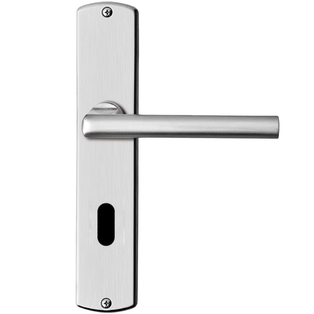 Fechadura Inox Line De 40 mm Maçaneta Em Zamac 180 E Espelho E Roseta Em Aço Inox - 0318062CA - PAPAIZ