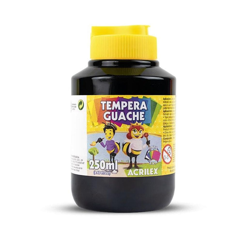 Tinta guache Preto 250ml 520 Acrilex