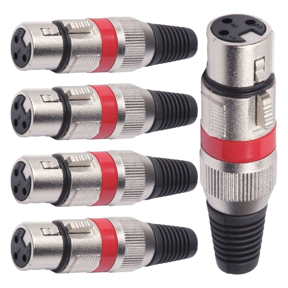 Conector Xlr Femea Linha Vermelho Corpo Metalico Storm 05 Unidades