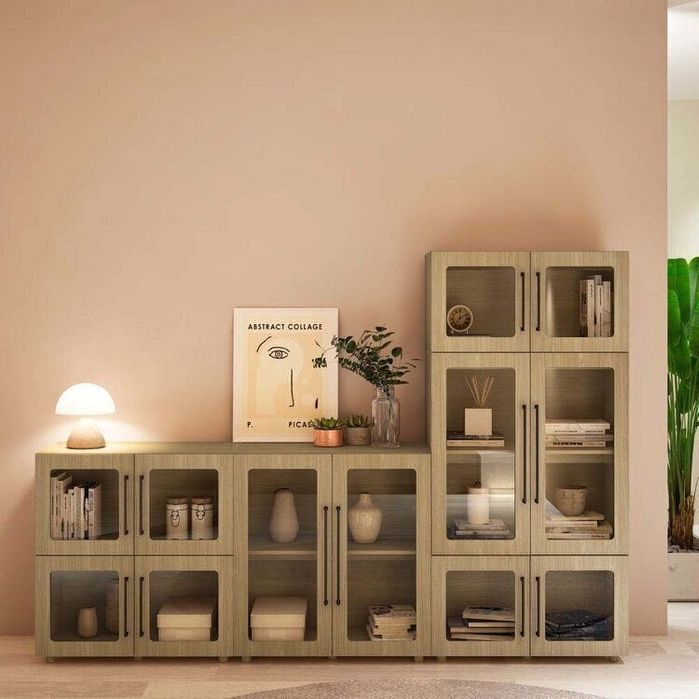 Conjunto 6 balcões buffet com 2 portas de vidro Mia Yescasa Riviera