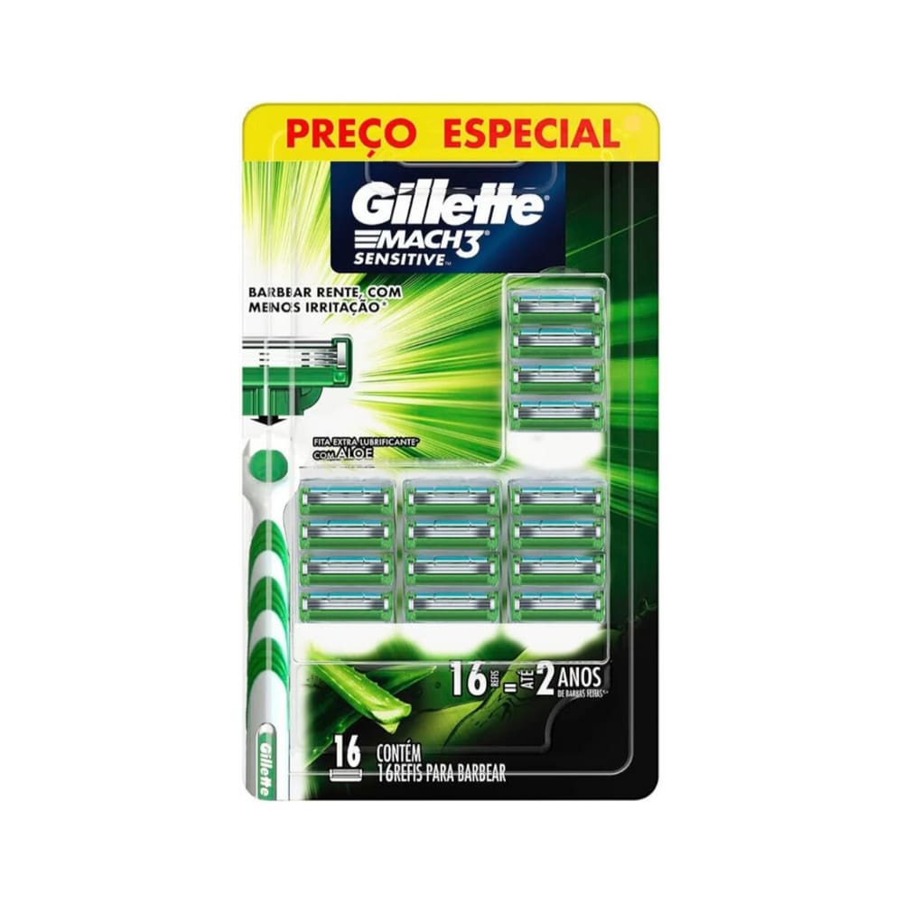 Carga Para Aparelho de Barbear Gillette Mach3 Sensitive 1 Cartela com 16 unidades