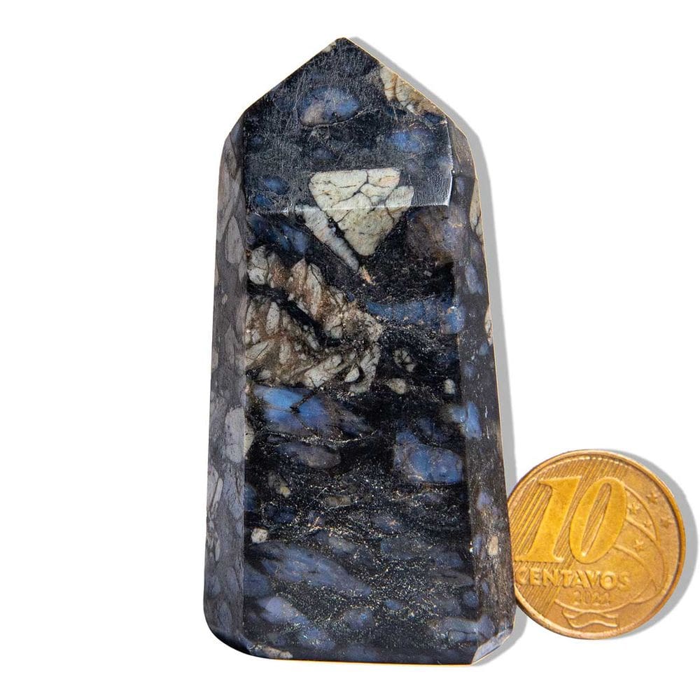 Ponta Riolita Azul Pedra Natural 60 a 70mm 60 a 80g Tipo B