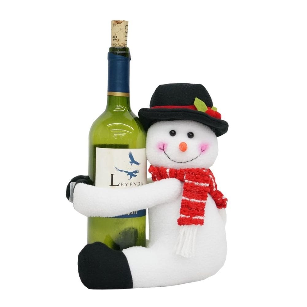 Porta Champanhe Boneco de Neve Pelúcia Natal Chapéu Decorado e Cachecol Crochê