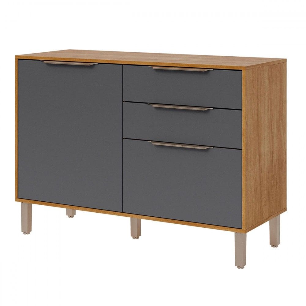 Balcão de Cozinha 120 Cm Divina 2 Portas 2 Gavetas Cinamomo/Titanium - Mgm Móveis