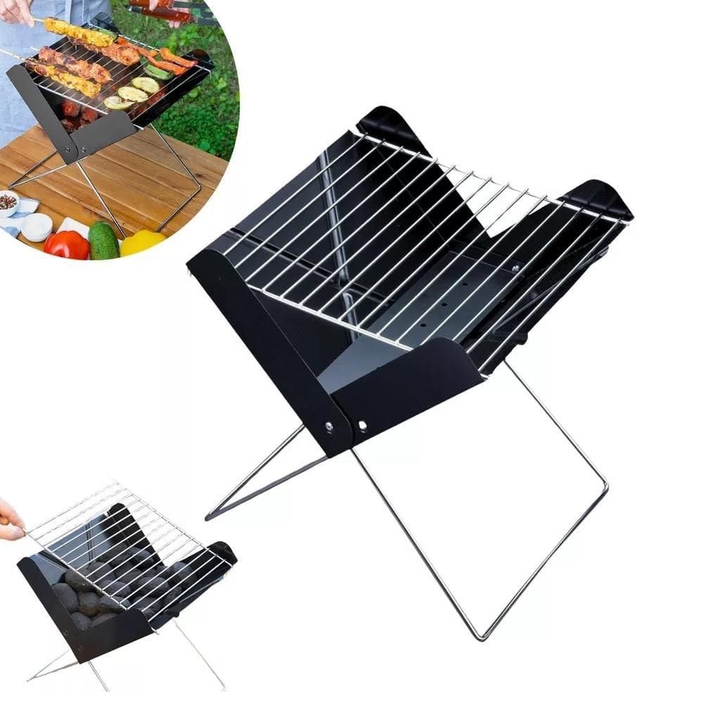 Churrasqueira Portatil A Carvao Dobravel Camping Praia Slim Completa