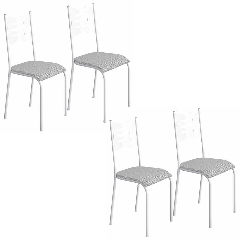 Kit 4 Cadeiras 542 Sala Jantar Cozinha Pés Aço Tubular