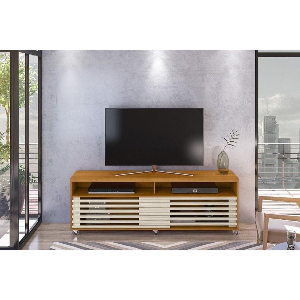 Bancada Frizz Cross para TV de até 65 polegadas - Cinamomo Off White - Madetec