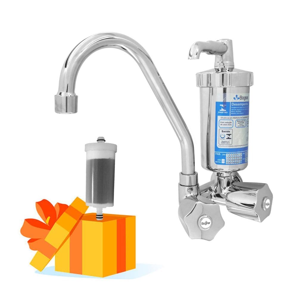 Torneira Filtro Cozinha Parede Bica Móvel Cromado +