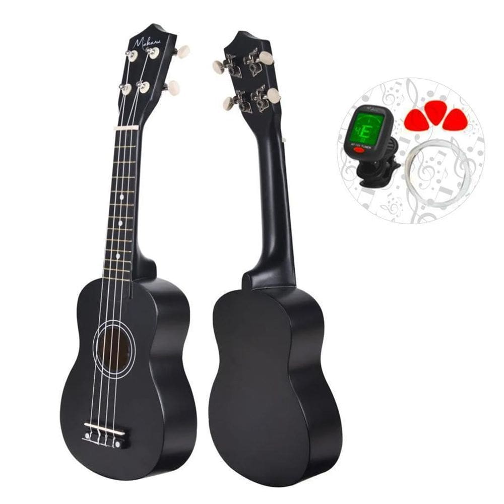 Ukulele Soprano + Capa + Afinador + 3 Palhetas Cor Preto