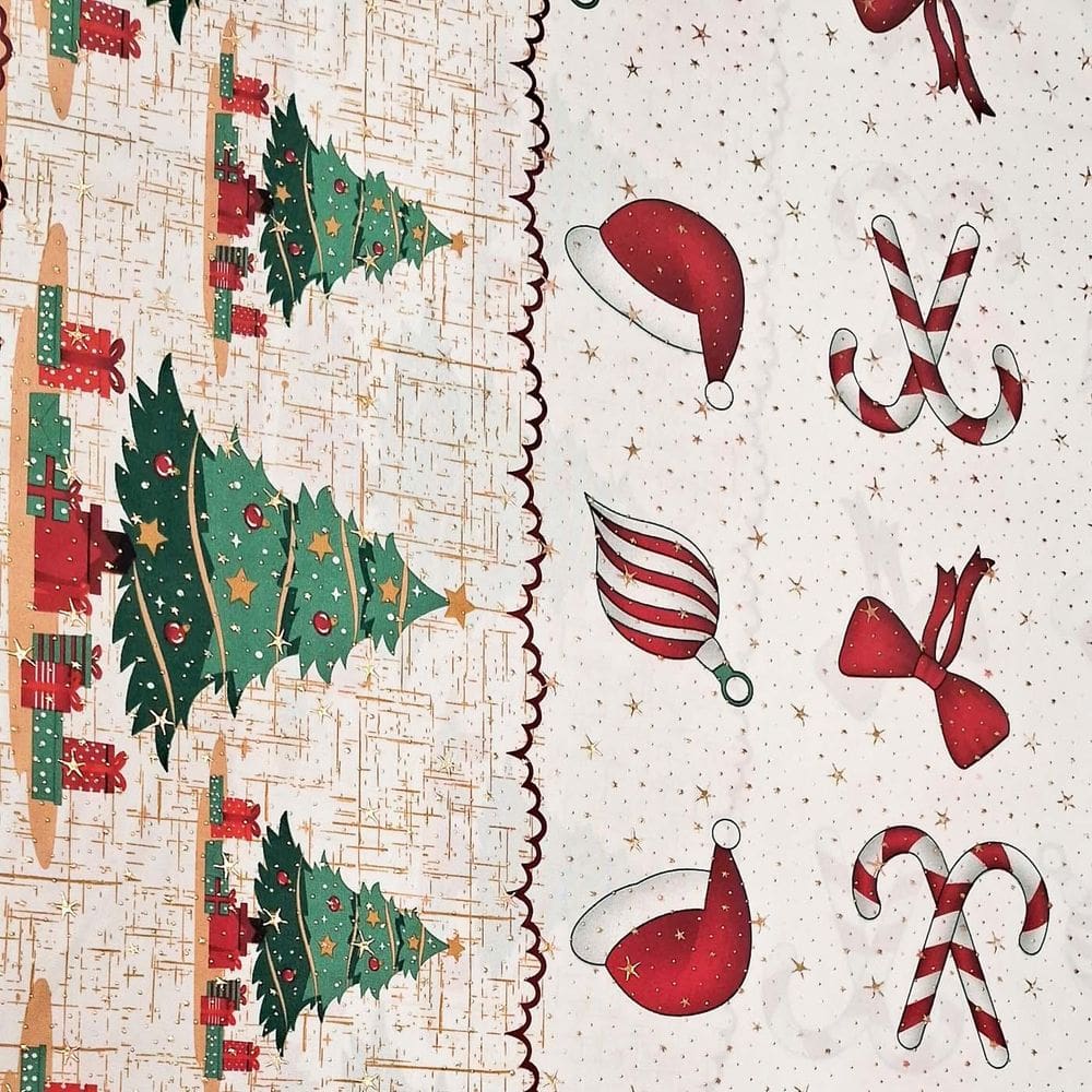 Tecido Oxford Natal Estampado Natalino Brilho Rolo 3 Metros