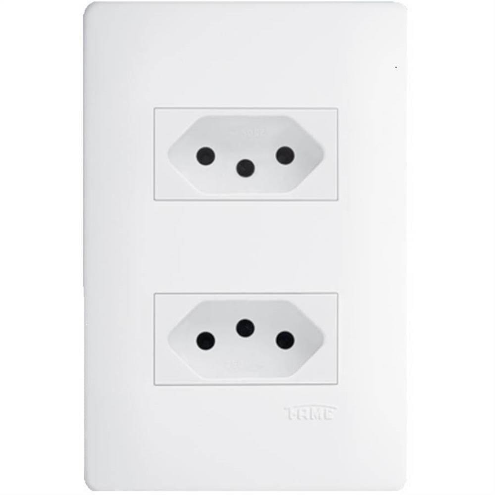 2 Tomadas 2p+t 10a 250 Volts Distanciadas Habitat - 2309 - Fame 2 Tomadas 10a C-placa Habit2309 Fame 062.2309.4