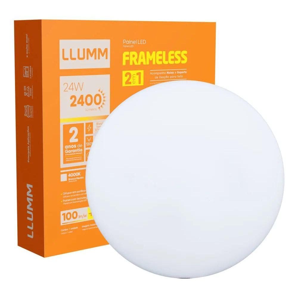 10X Painel Frameless Plafon Borda Infinita Led 24W Redondo