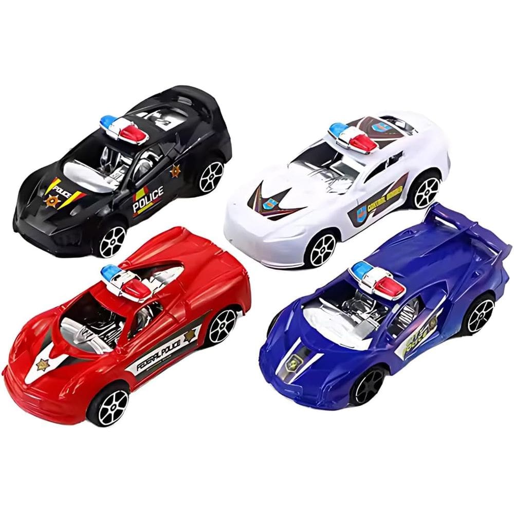 Conjunto 4 Carrinhos Policial Miniatura Com Fricção Kit Carrinho de Policia Viaturas