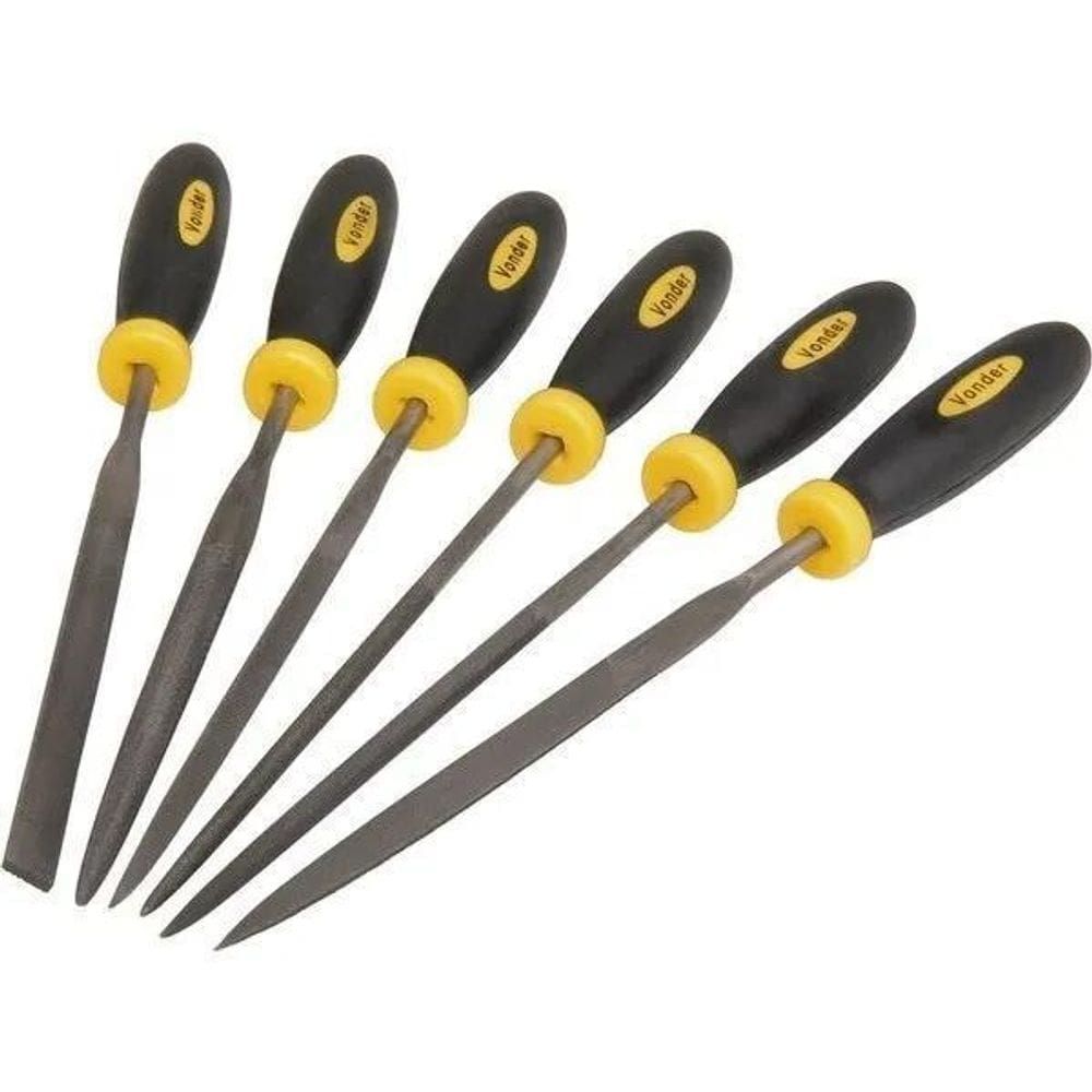 10X Jogo De Limas Agulha Com Cabo 6 Peças Vonder