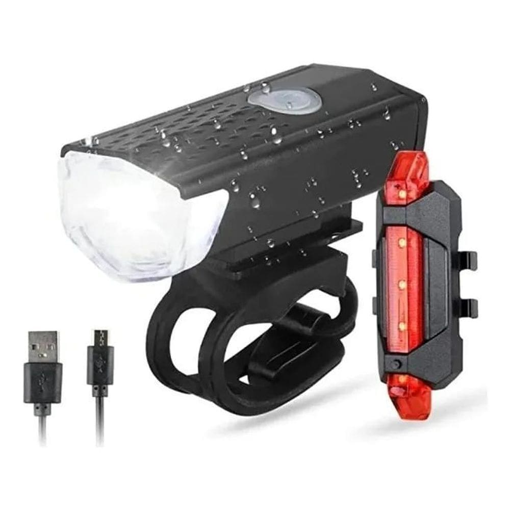 10X Kit Farol Bike Led Recarregável Potente Dianteira + Tra