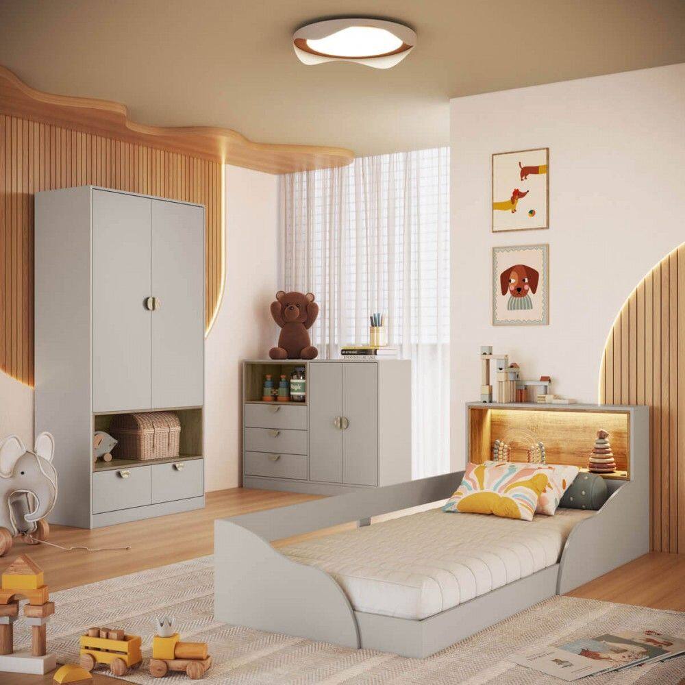 Quarto Infantil Completo Montessoriana Lille 4 Portas 5 Gavetas com Led Arenas - Art In Móveis