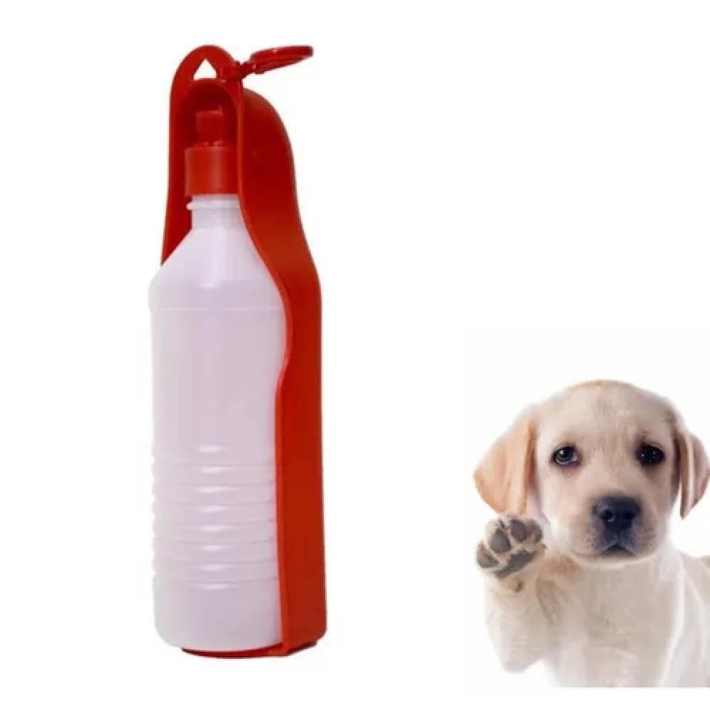 Bebedouro Garrafa Portatil Cachorro 500Ml Viagem Carro Passeio Pet Aqua Dog Uso Externo Vermelho