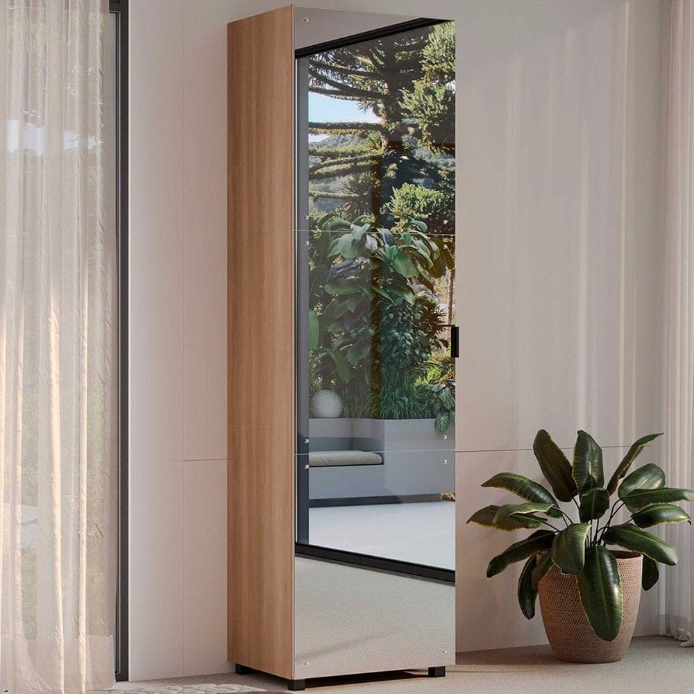 Sapateira Versa Home 1 Porta 5 Prateleiras com Espelho Freijó - Telasul