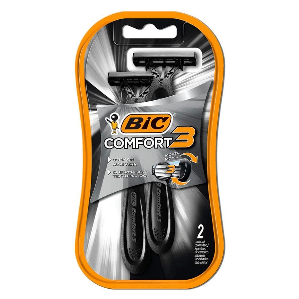 Barbeador descartável Confort3 Black Night 2uni Bic