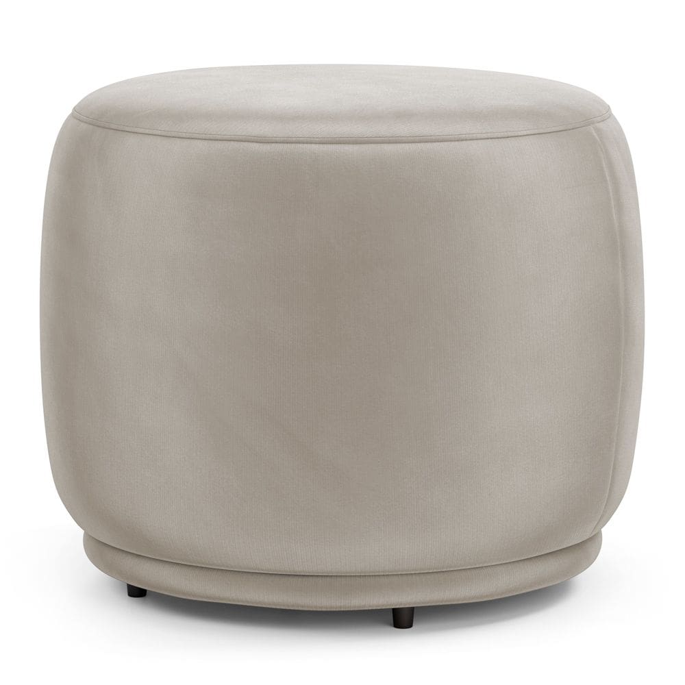 Puff Decorativo Orgânico Living Molly Redondo Veludo Bege - Abmaza