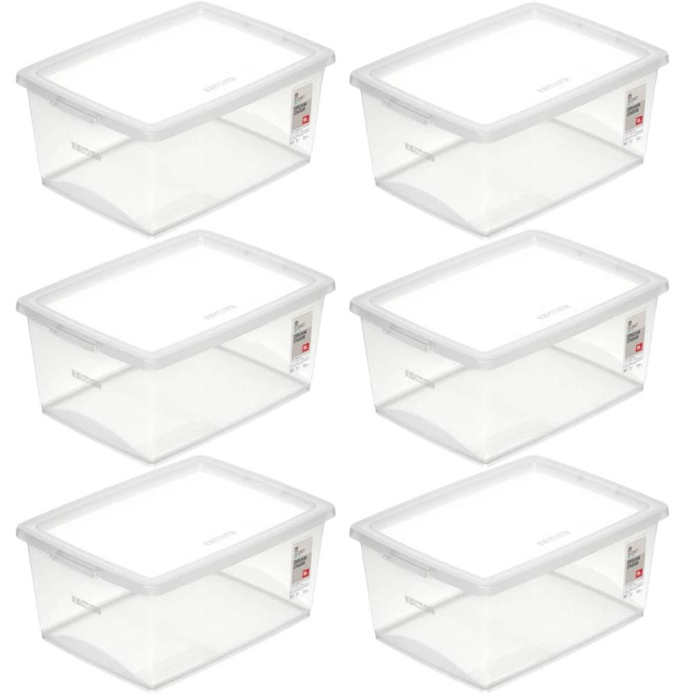 6 Caixas Organizadoras 15L Plástico Empilháveis com Tampa My Closet Ordene Multiuso Transparente