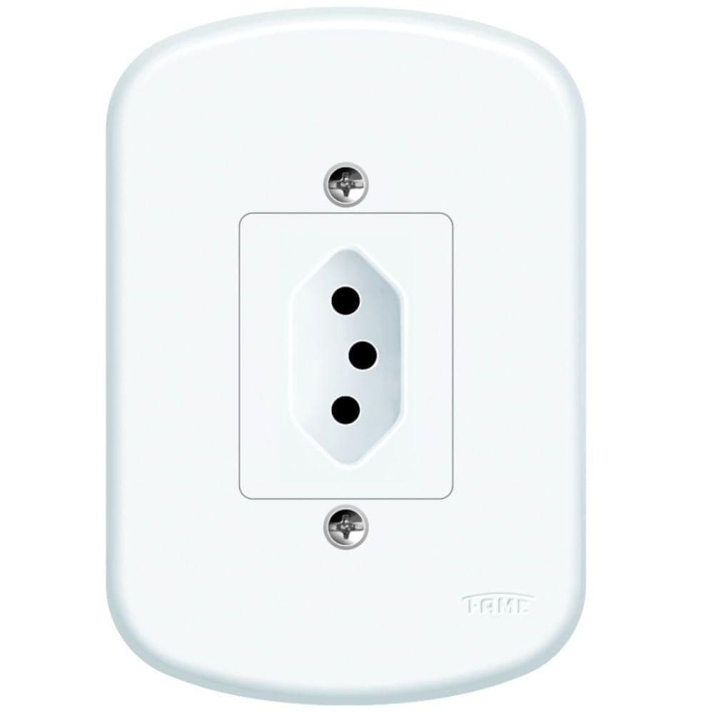 Conjunto Tomada 2p+t 10a 250 Volts Blanc - 1349 - Fame Tomada 10a C- Placa Blanc 1349 Fame 1349.